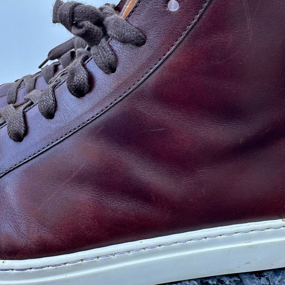 Magnanni Mid Top Red Leather Sneakers Men’s Size 13 M - Picture 5 of 12